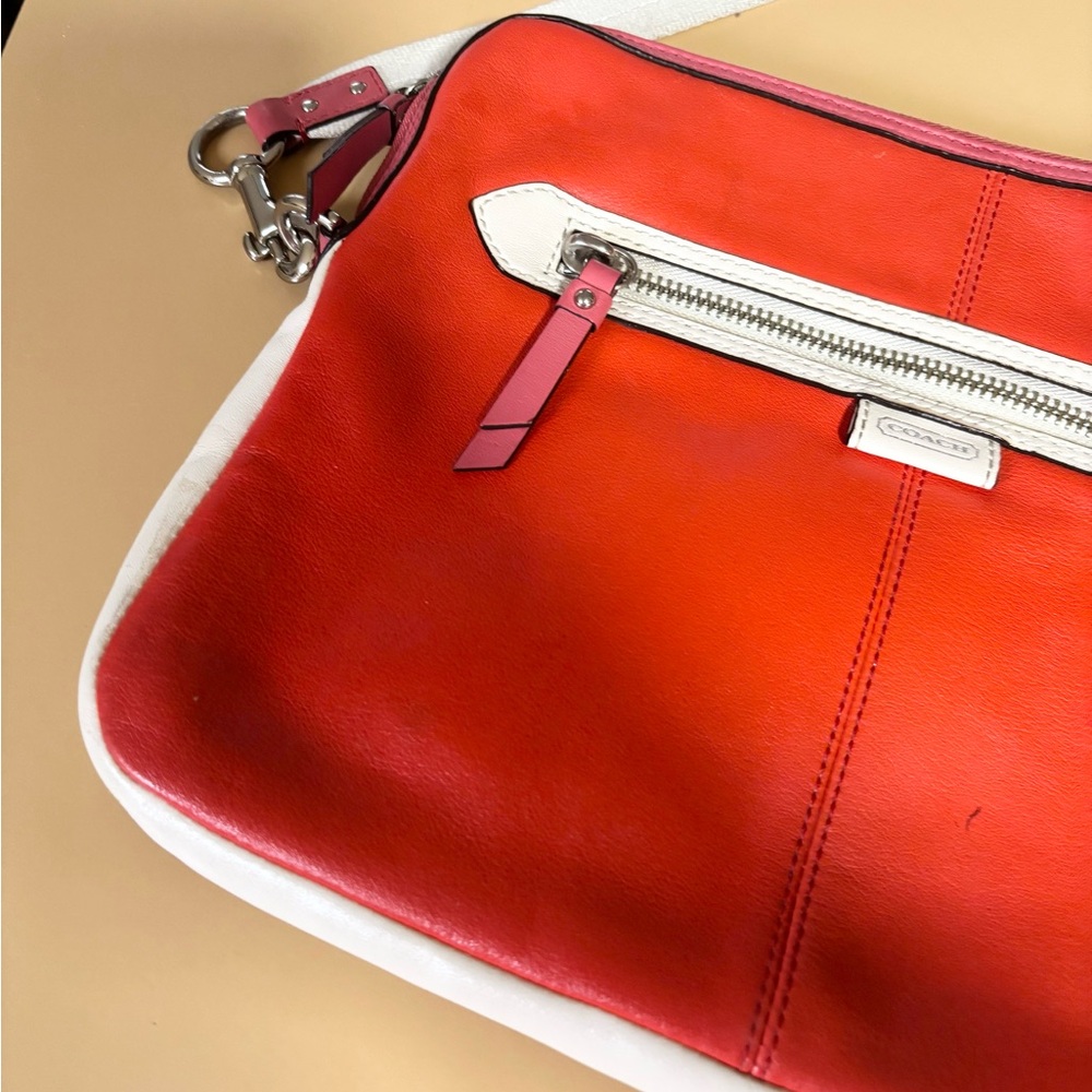 Coach Orange, Pink and White Crossbody Bag - Picture 3 of 9